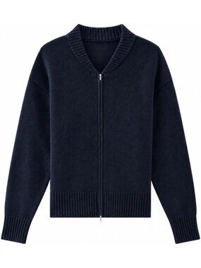 Cozy Merino Wool Zip Cardigan for Women | Stylish Baseball Collar Sweater Jacket